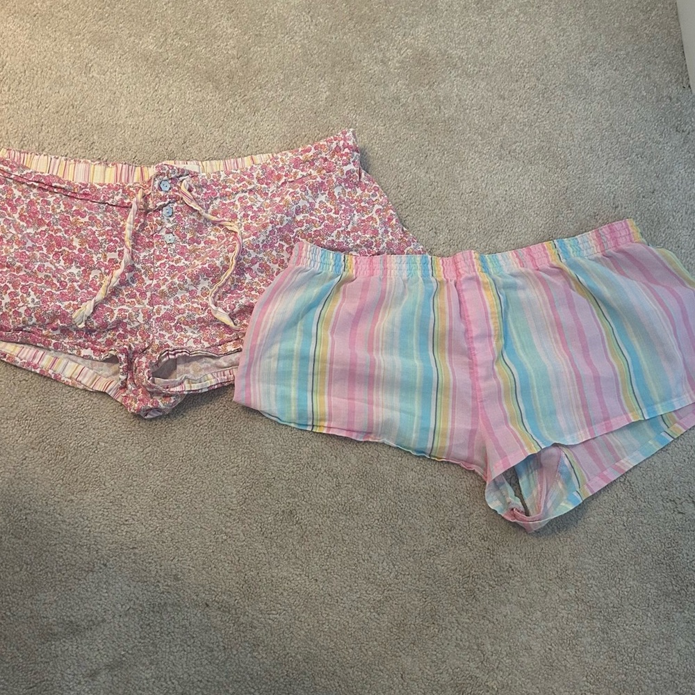 Floral and Striped Women's Shorts Set